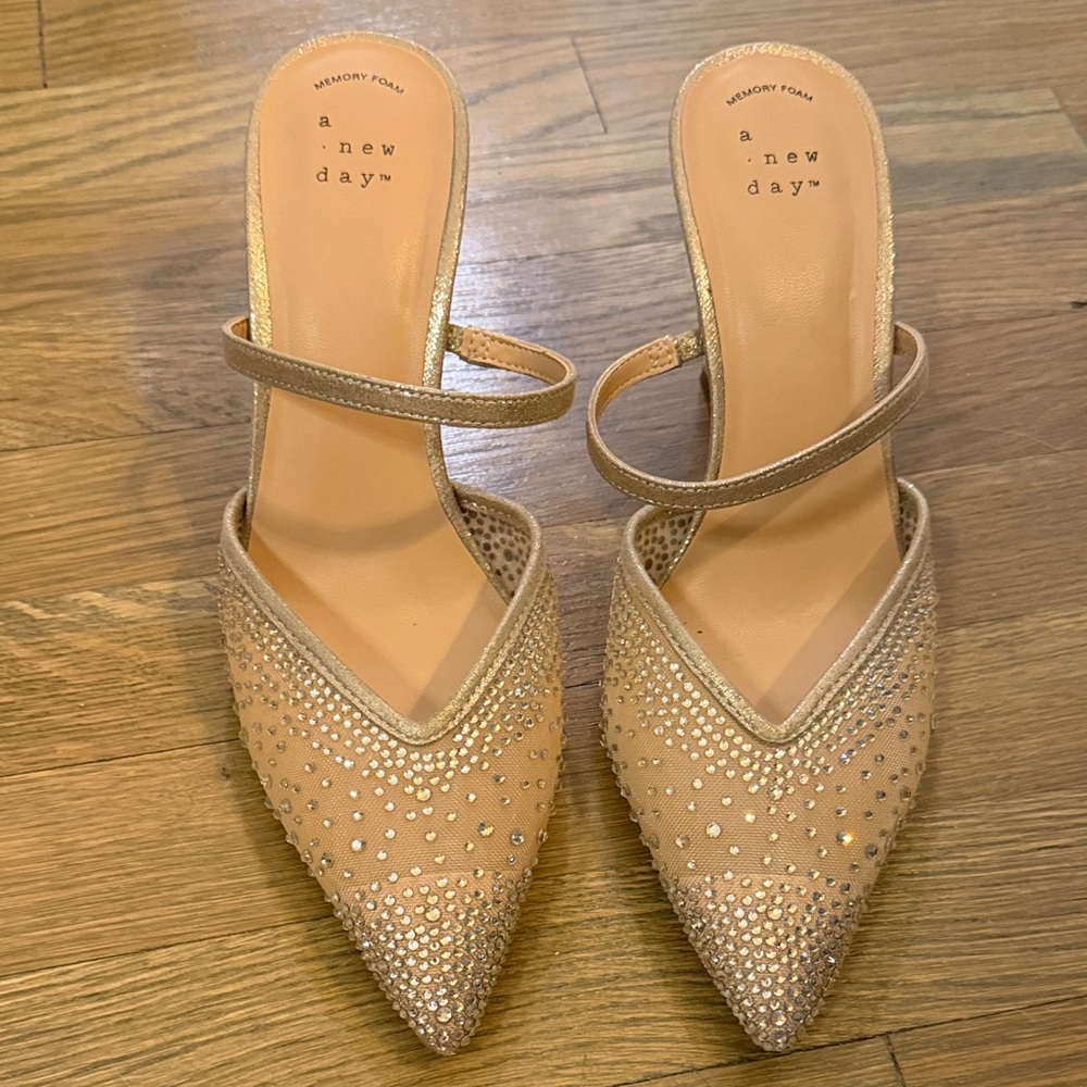 A New Day Women's Beige Embellished Heels